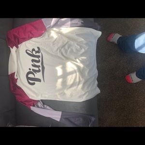 Long sleeve pink white gray